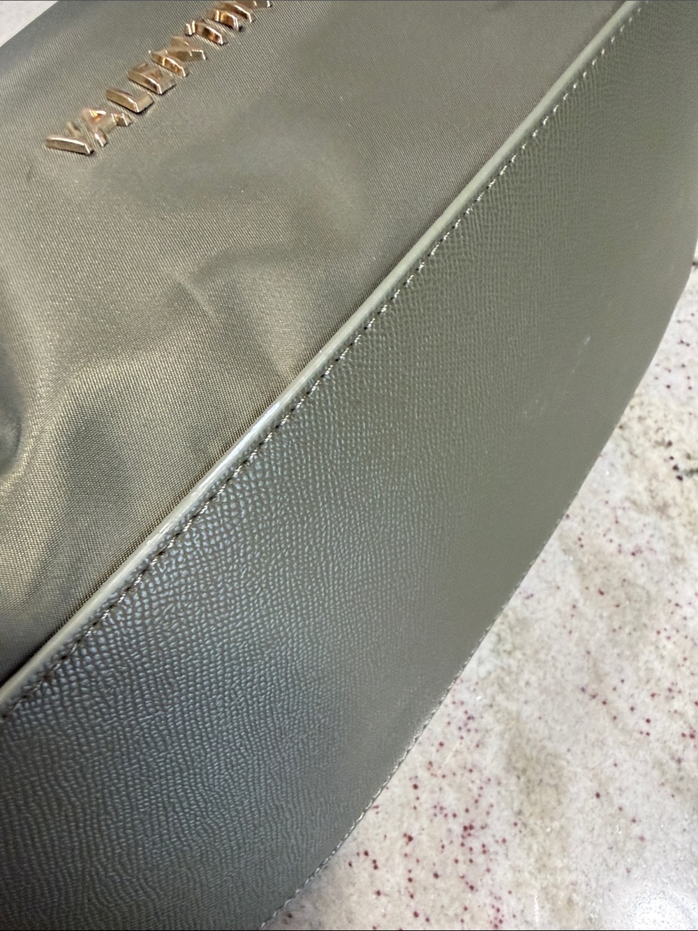 Mario Valentino Olive Nylon Tote with Gold Hardware and Detachable Logo Strap - Picture 5 of 8